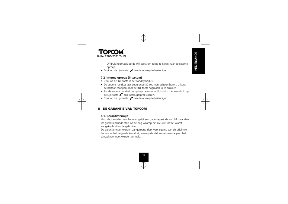 Topcom Butler 2501 DUO User Manual | Page 17 / 75