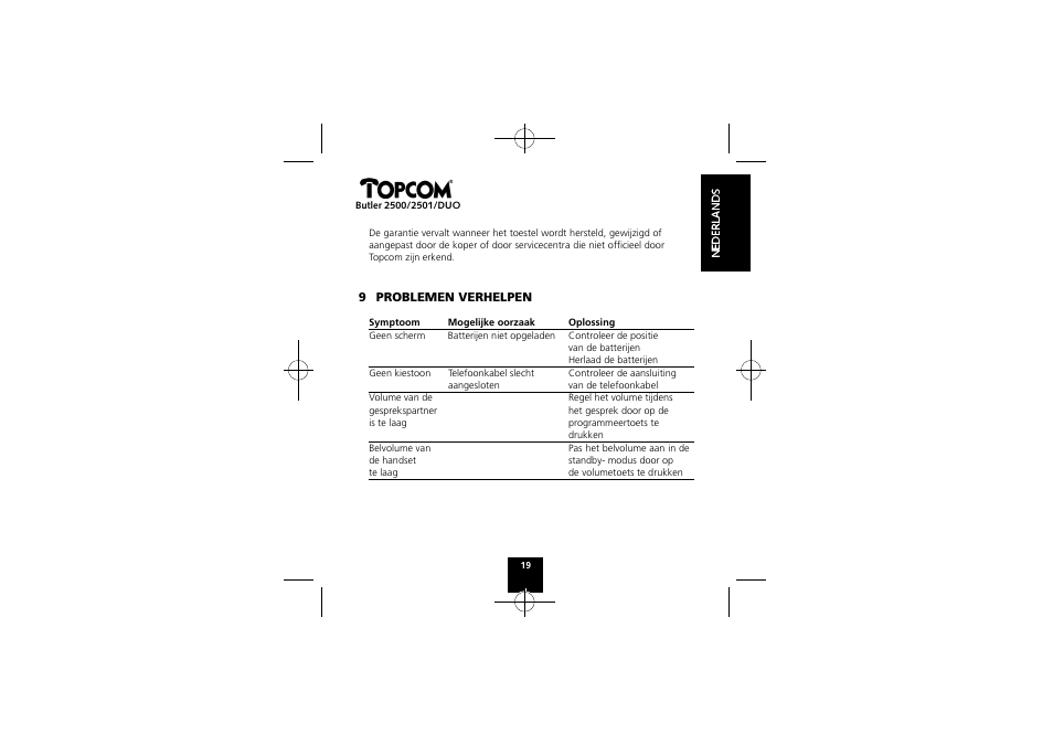 Topcom Butler 2501 DUO User Manual | Page 19 / 75