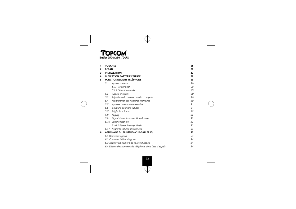 Topcom Butler 2501 DUO User Manual | Page 22 / 75