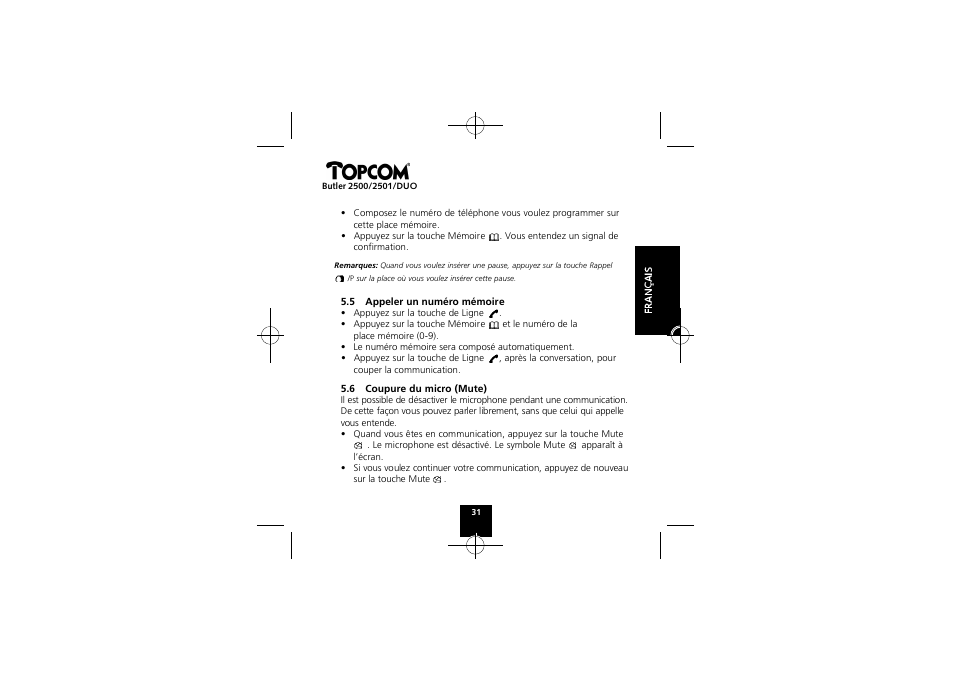 Topcom Butler 2501 DUO User Manual | Page 31 / 75