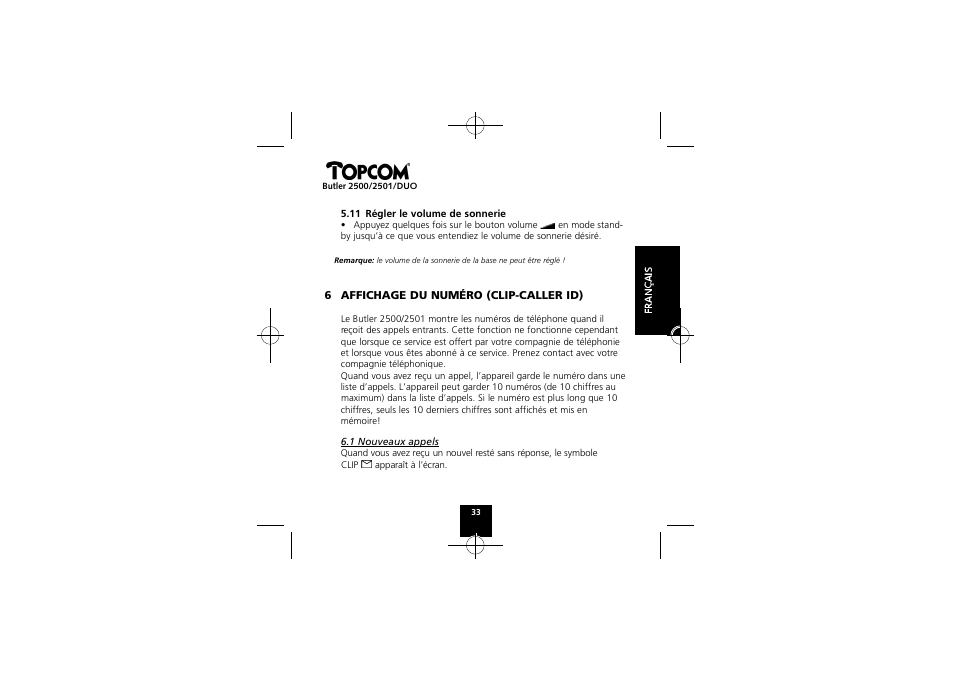 Topcom Butler 2501 DUO User Manual | Page 33 / 75
