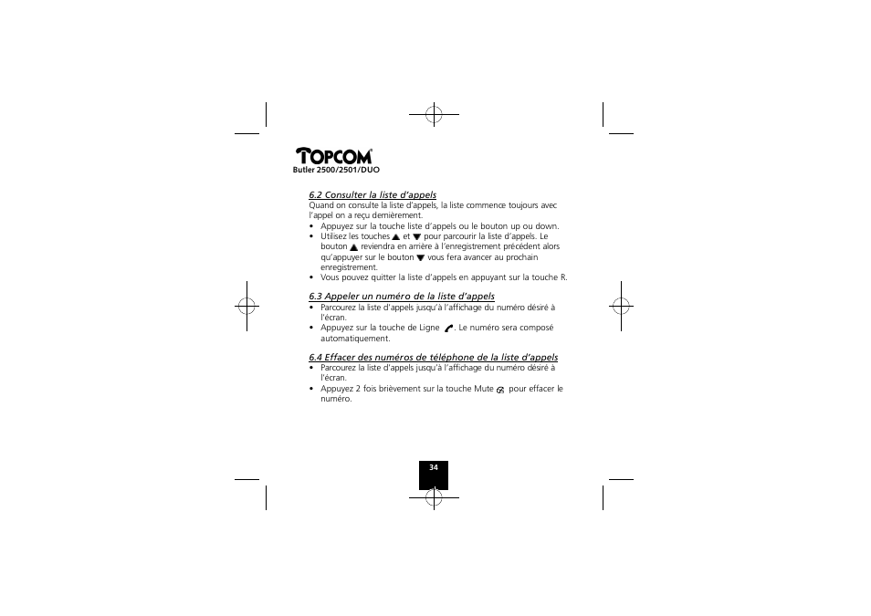 Topcom Butler 2501 DUO User Manual | Page 34 / 75