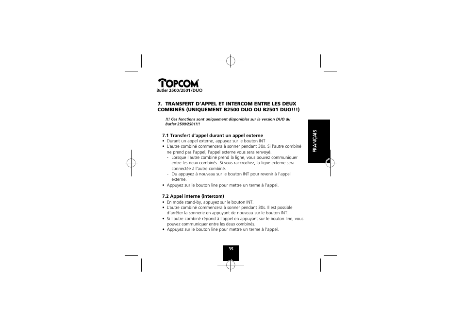 Topcom Butler 2501 DUO User Manual | Page 35 / 75