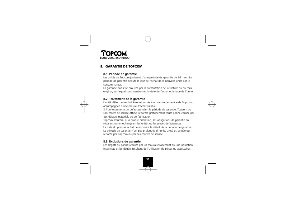 Topcom Butler 2501 DUO User Manual | Page 36 / 75