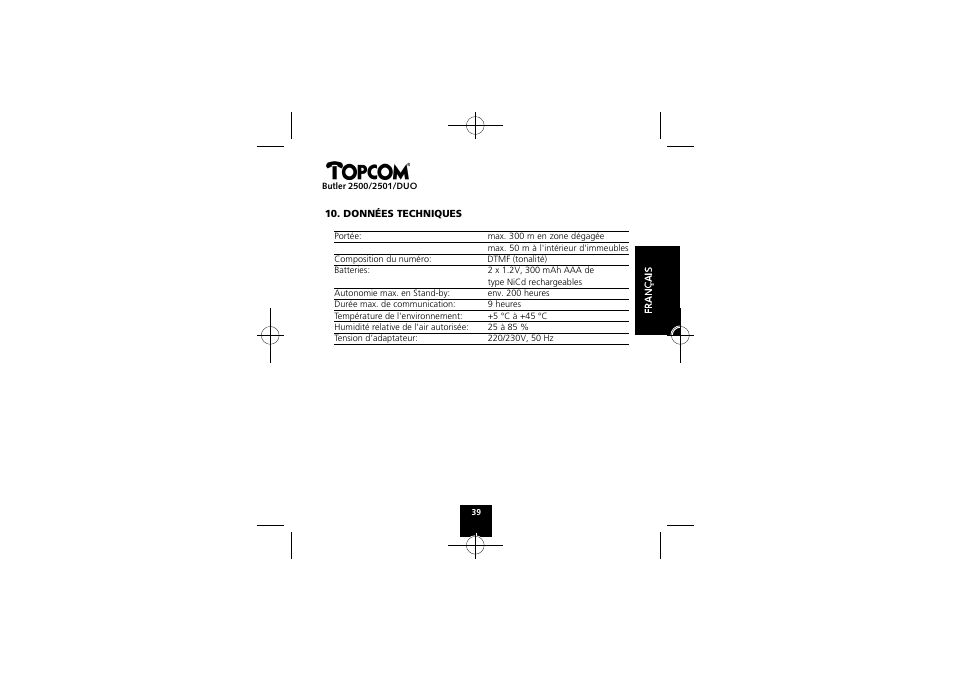 Topcom Butler 2501 DUO User Manual | Page 39 / 75