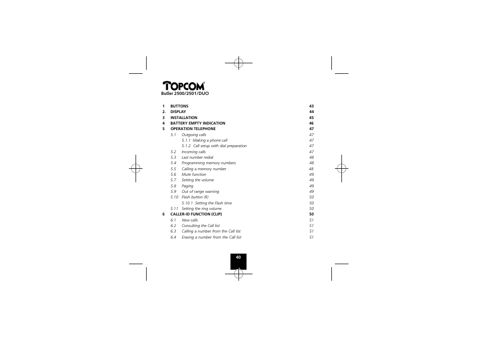 Topcom Butler 2501 DUO User Manual | Page 40 / 75