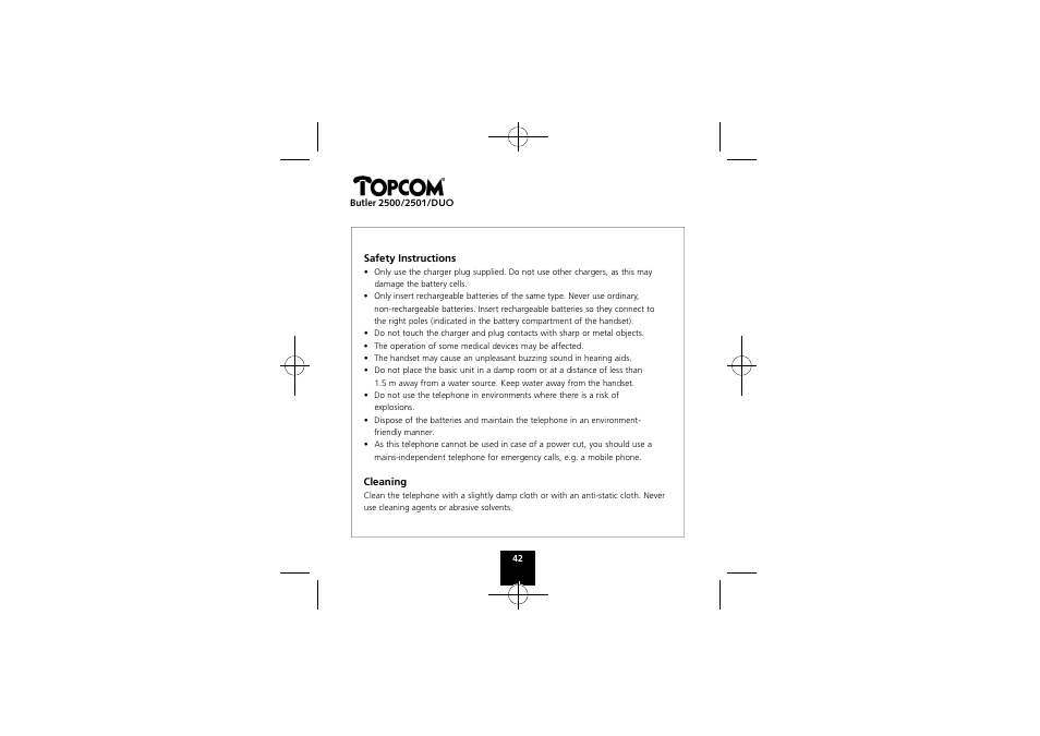 Topcom Butler 2501 DUO User Manual | Page 42 / 75
