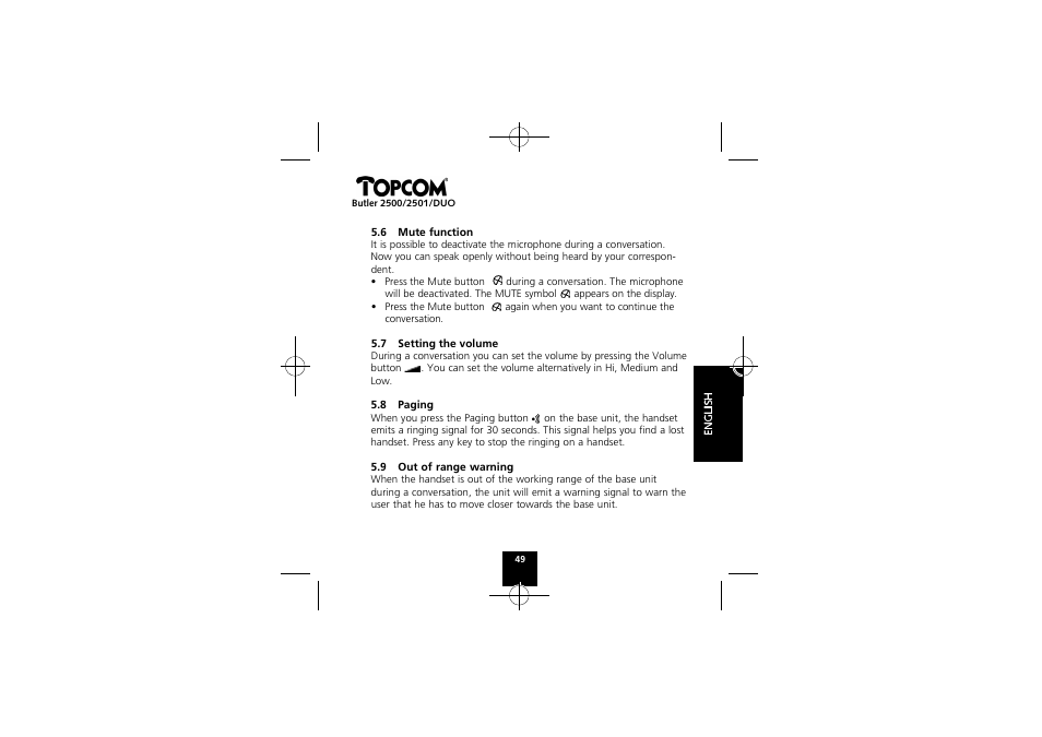 Topcom Butler 2501 DUO User Manual | Page 49 / 75