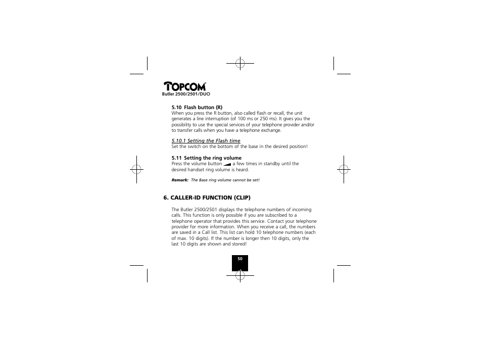 Topcom Butler 2501 DUO User Manual | Page 50 / 75