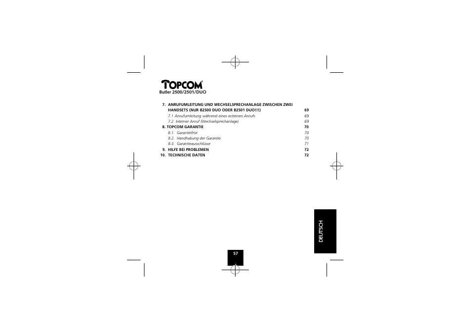 Topcom Butler 2501 DUO User Manual | Page 57 / 75