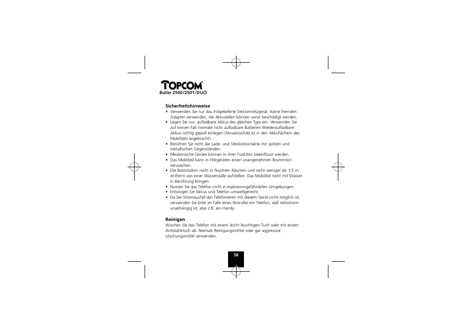 Topcom Butler 2501 DUO User Manual | Page 58 / 75