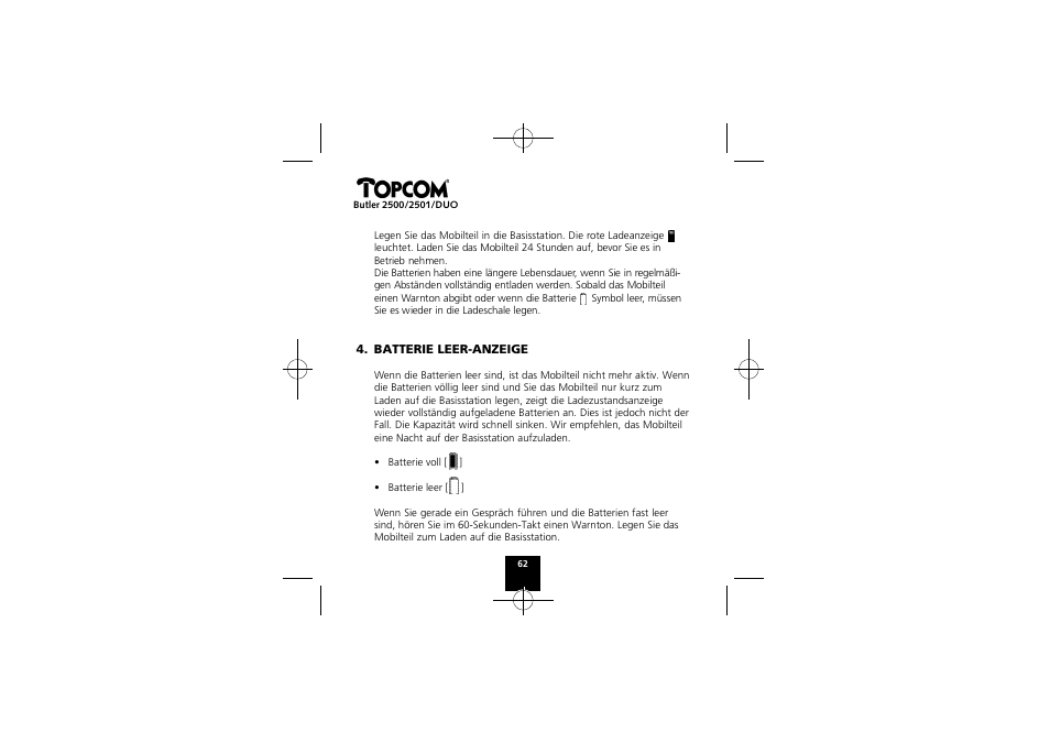 Topcom Butler 2501 DUO User Manual | Page 62 / 75