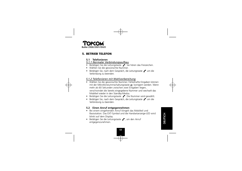 Topcom Butler 2501 DUO User Manual | Page 63 / 75