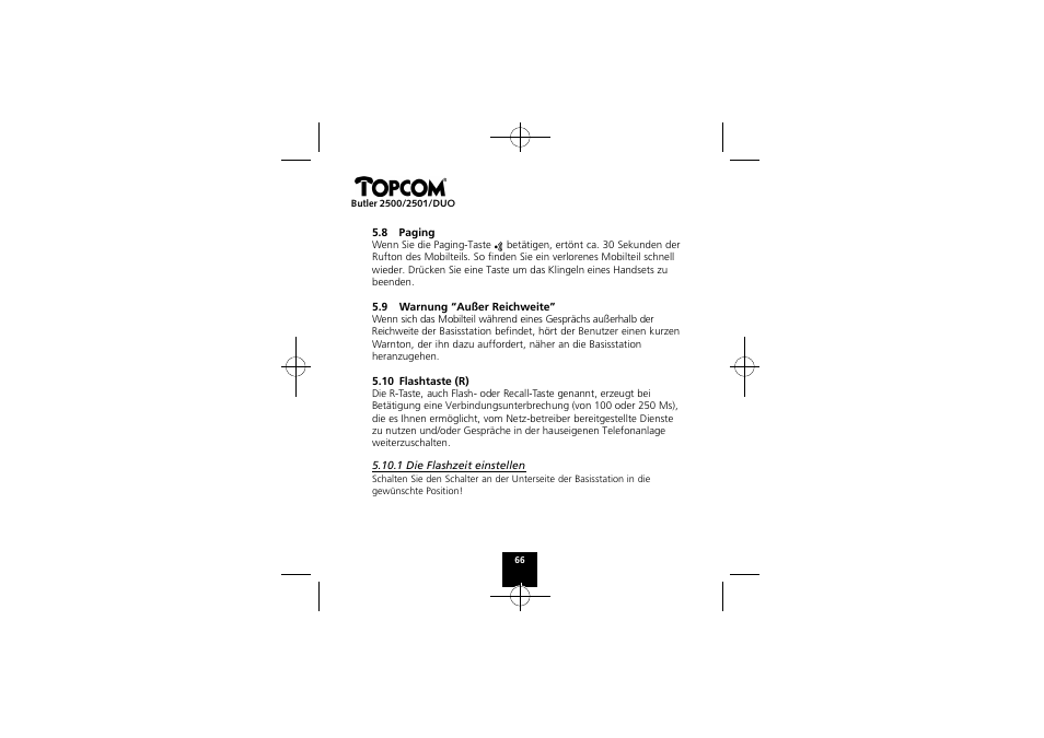 Topcom Butler 2501 DUO User Manual | Page 66 / 75