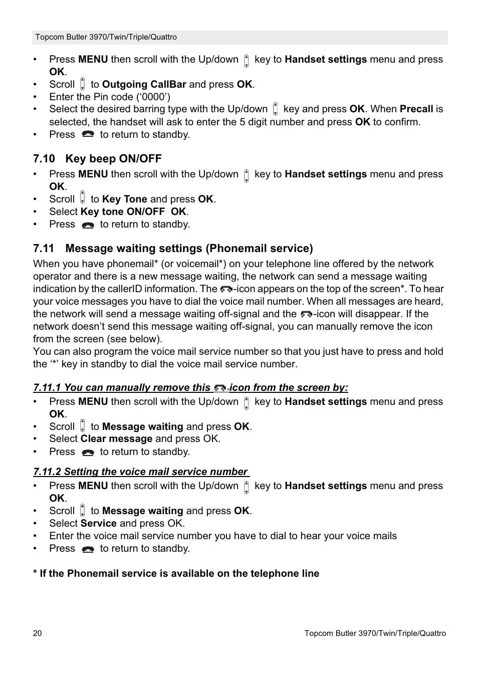 Topcom BUTLER 3970 User Manual | Page 20 / 28