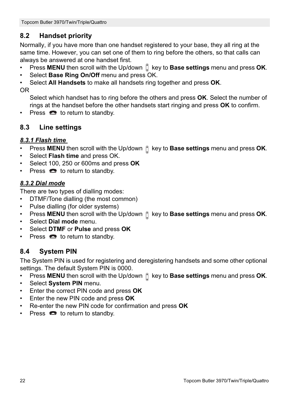 Topcom BUTLER 3970 User Manual | Page 22 / 28