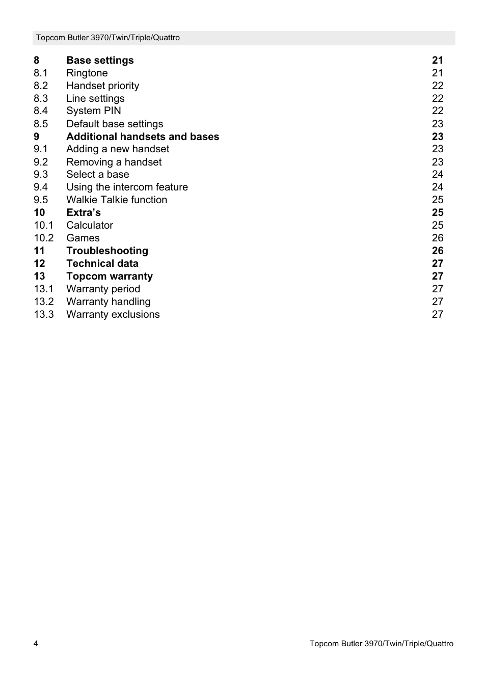 Topcom BUTLER 3970 User Manual | Page 4 / 28