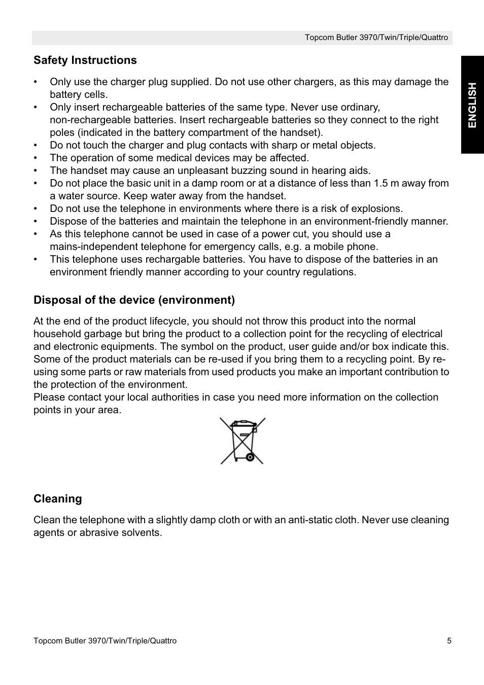 Topcom BUTLER 3970 User Manual | Page 5 / 28