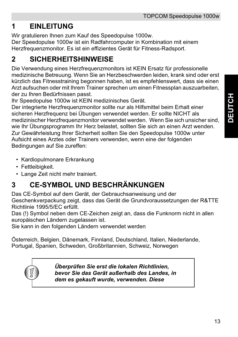 Topcom Speedopulse 1000W User Manual | Page 13 / 88