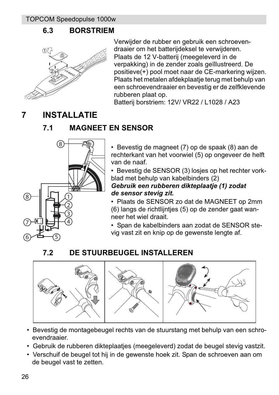 7installatie | Topcom Speedopulse 1000W User Manual | Page 26 / 88