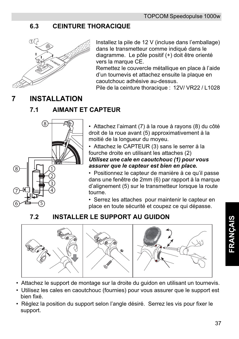 Français, 7installation | Topcom Speedopulse 1000W User Manual | Page 37 / 88