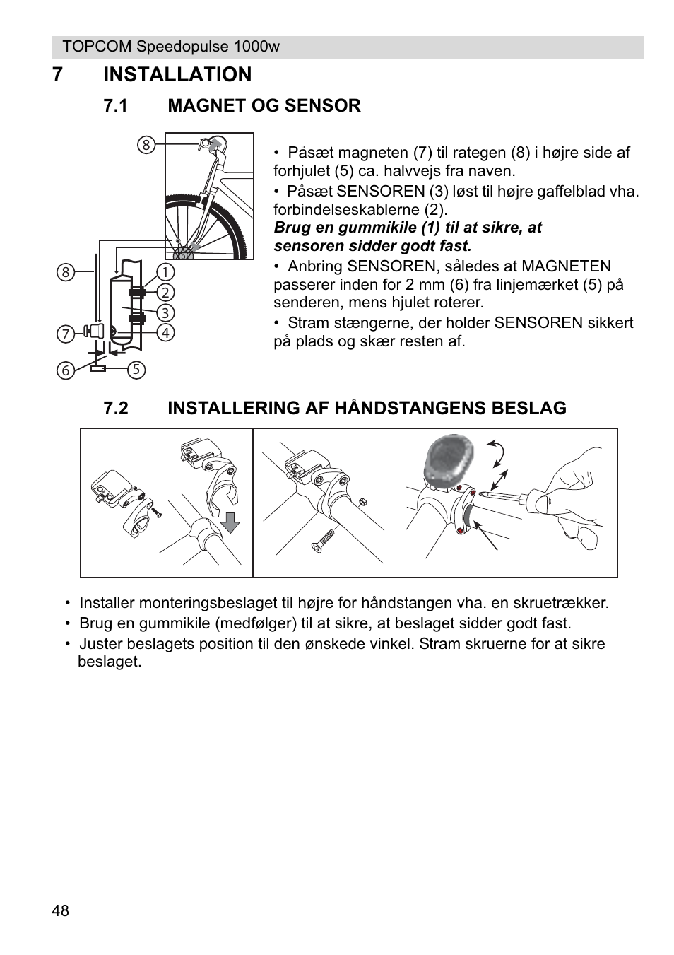 7installation | Topcom Speedopulse 1000W User Manual | Page 48 / 88