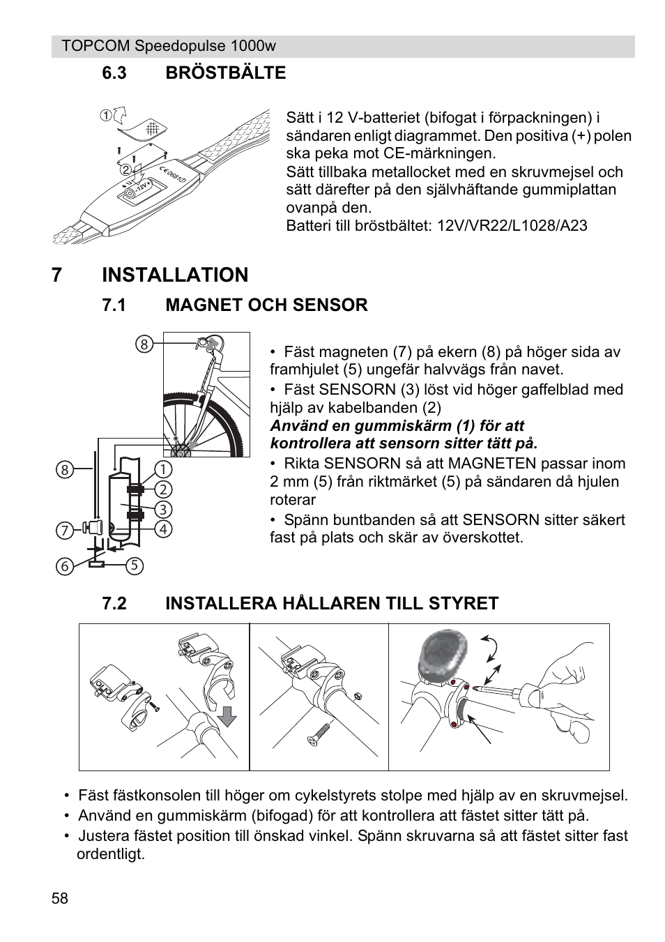 7installation | Topcom Speedopulse 1000W User Manual | Page 58 / 88