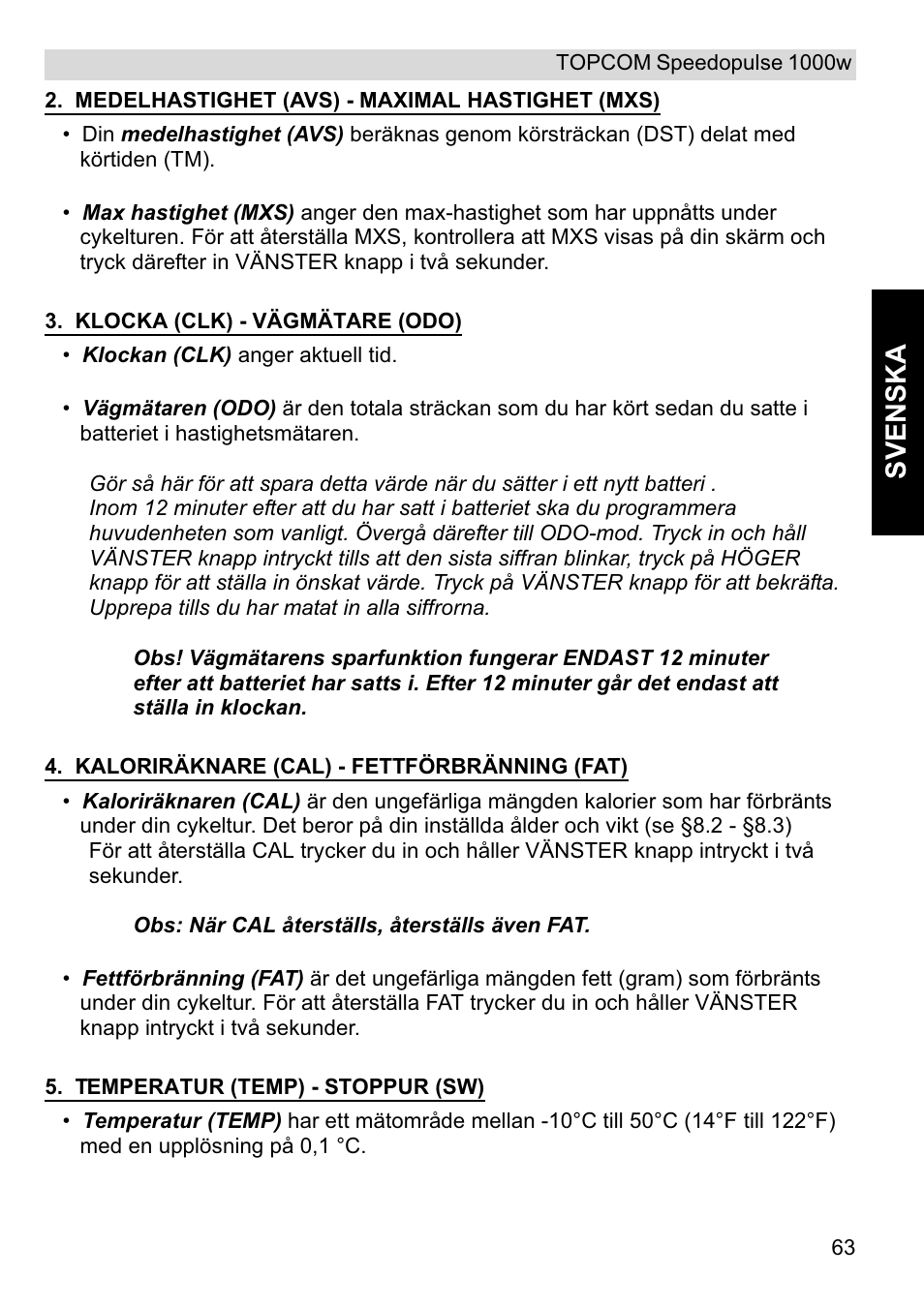 Sv ens ka | Topcom Speedopulse 1000W User Manual | Page 63 / 88