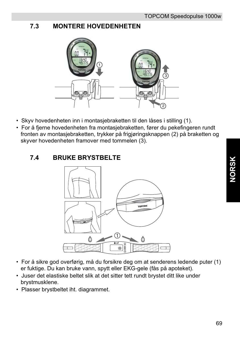 Norsk | Topcom Speedopulse 1000W User Manual | Page 69 / 88