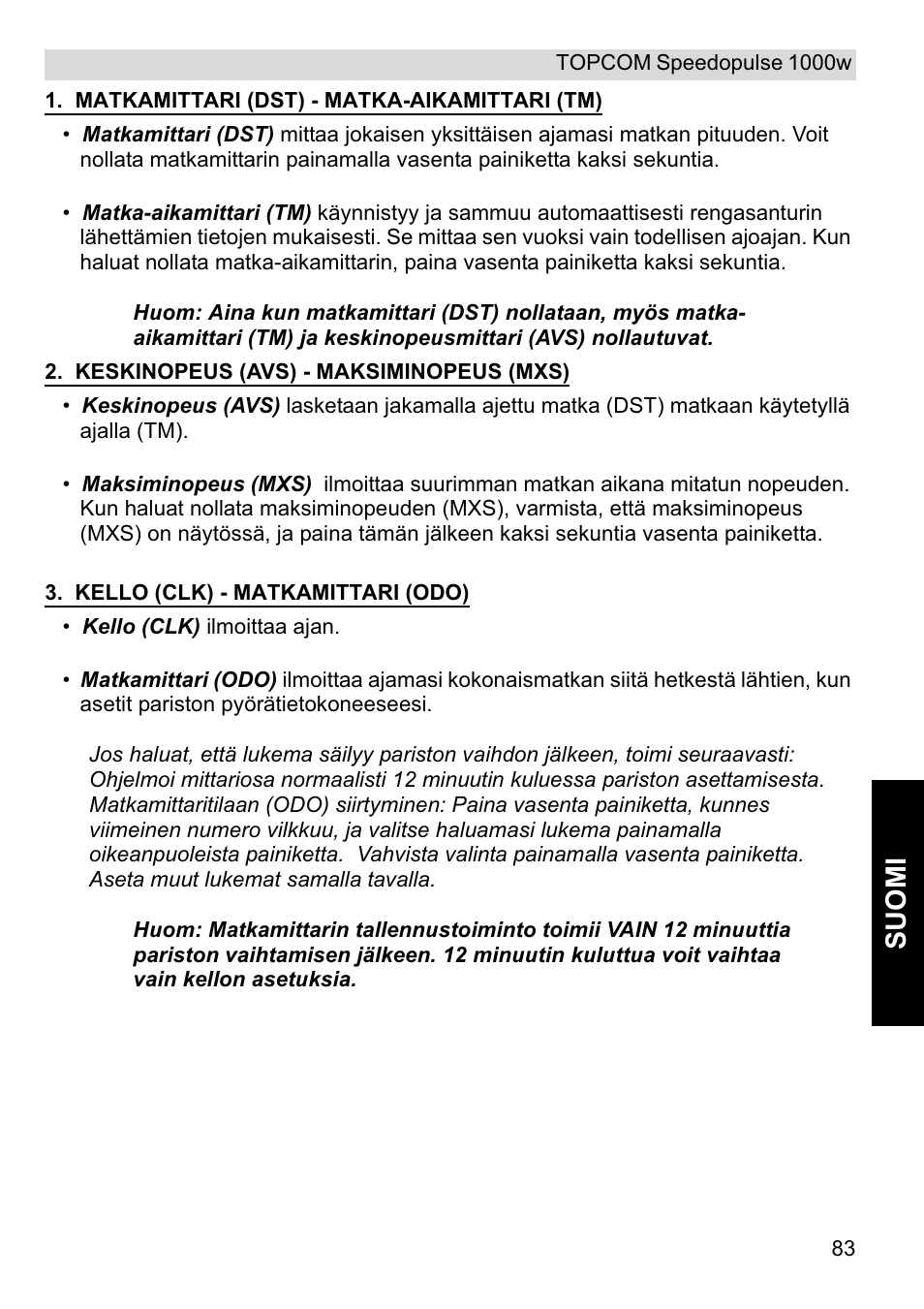 Suomi | Topcom Speedopulse 1000W User Manual | Page 83 / 88