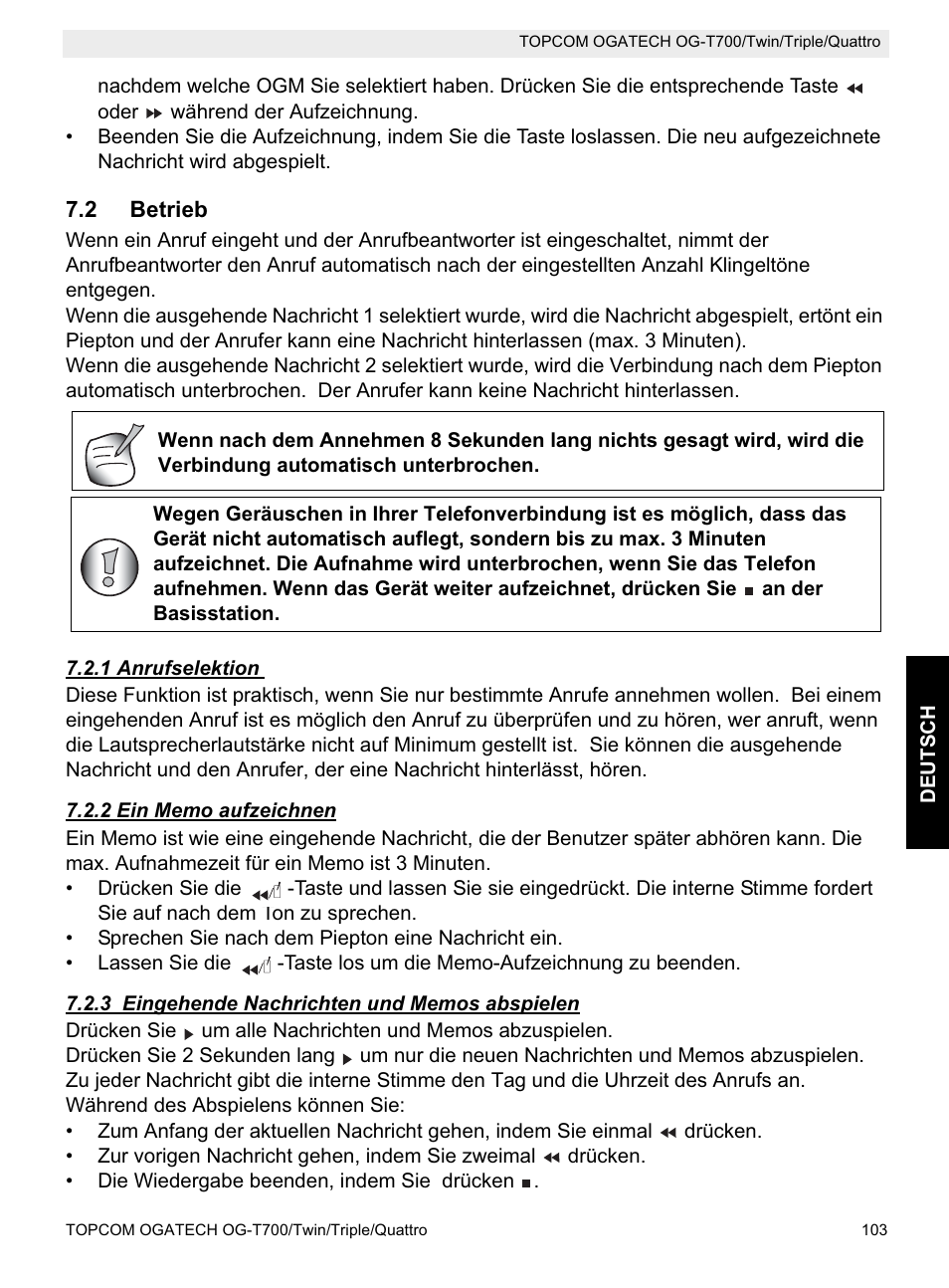 Topcom OG-T700 User Manual | Page 103 / 112