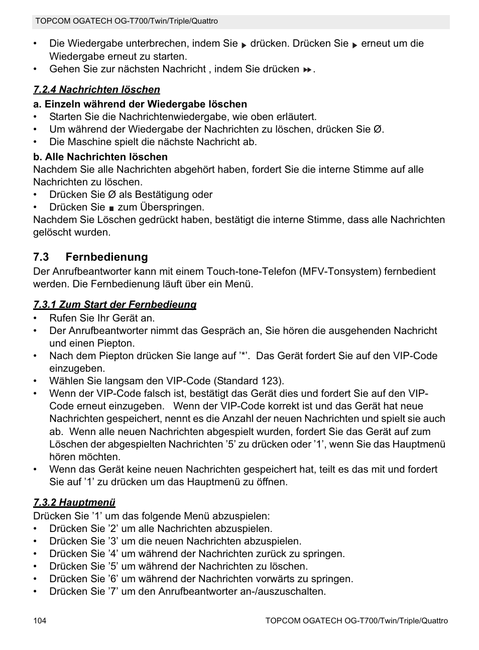 Topcom OG-T700 User Manual | Page 104 / 112