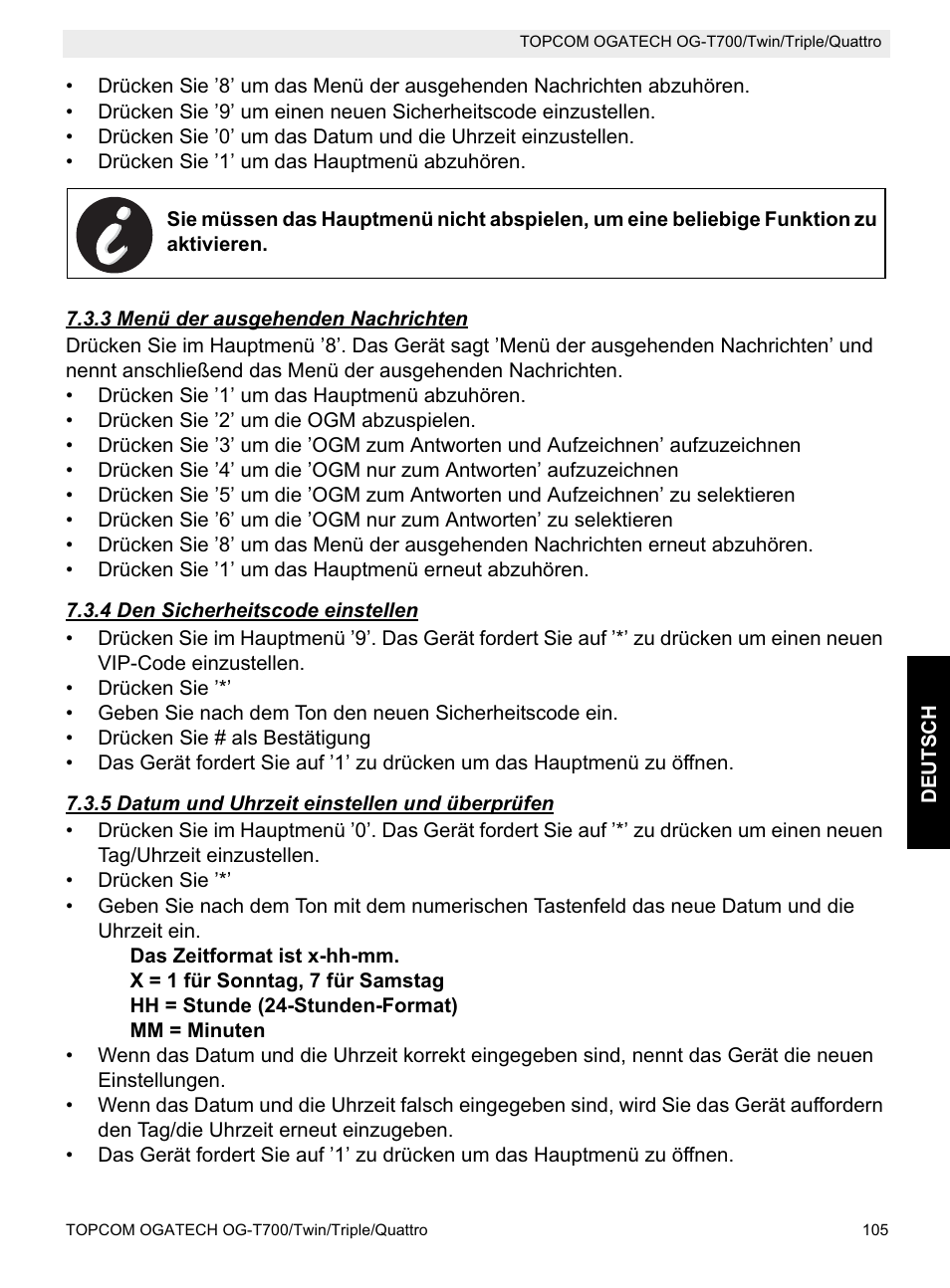 Topcom OG-T700 User Manual | Page 105 / 112