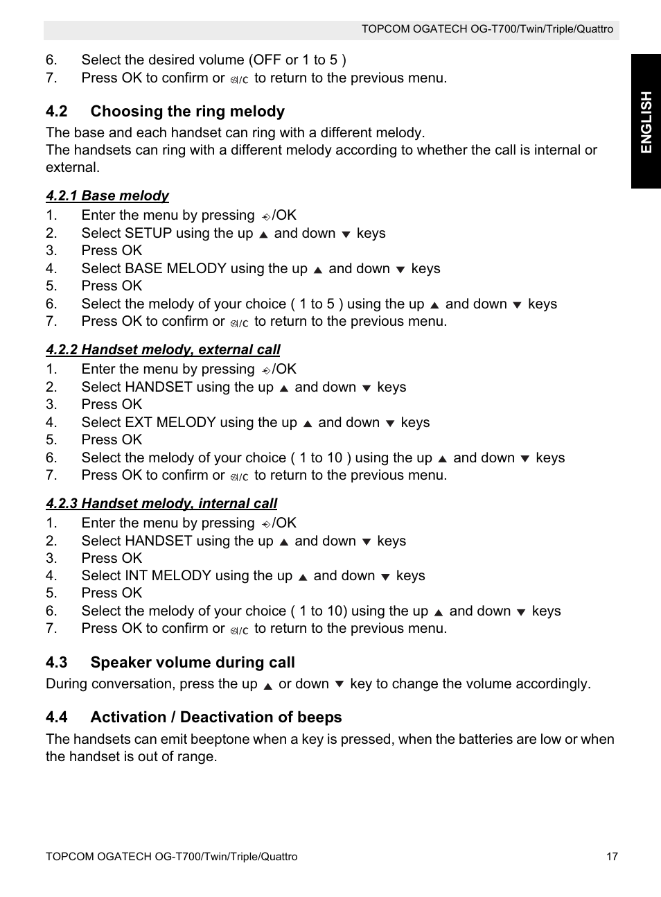 Topcom OG-T700 User Manual | Page 17 / 112