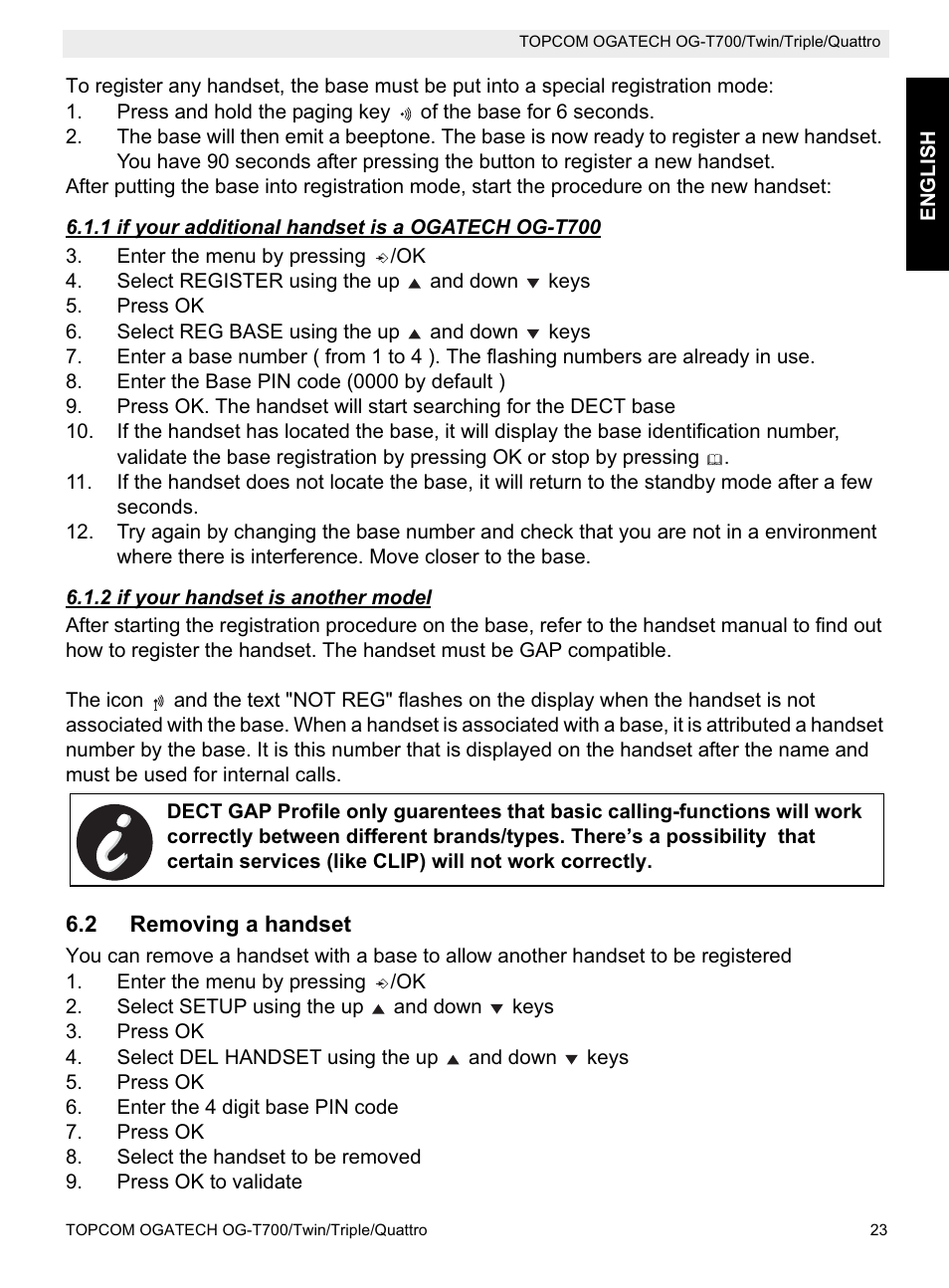 Topcom OG-T700 User Manual | Page 23 / 112