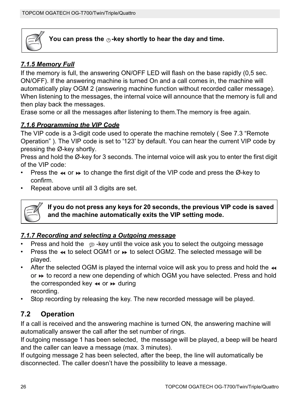 Topcom OG-T700 User Manual | Page 26 / 112