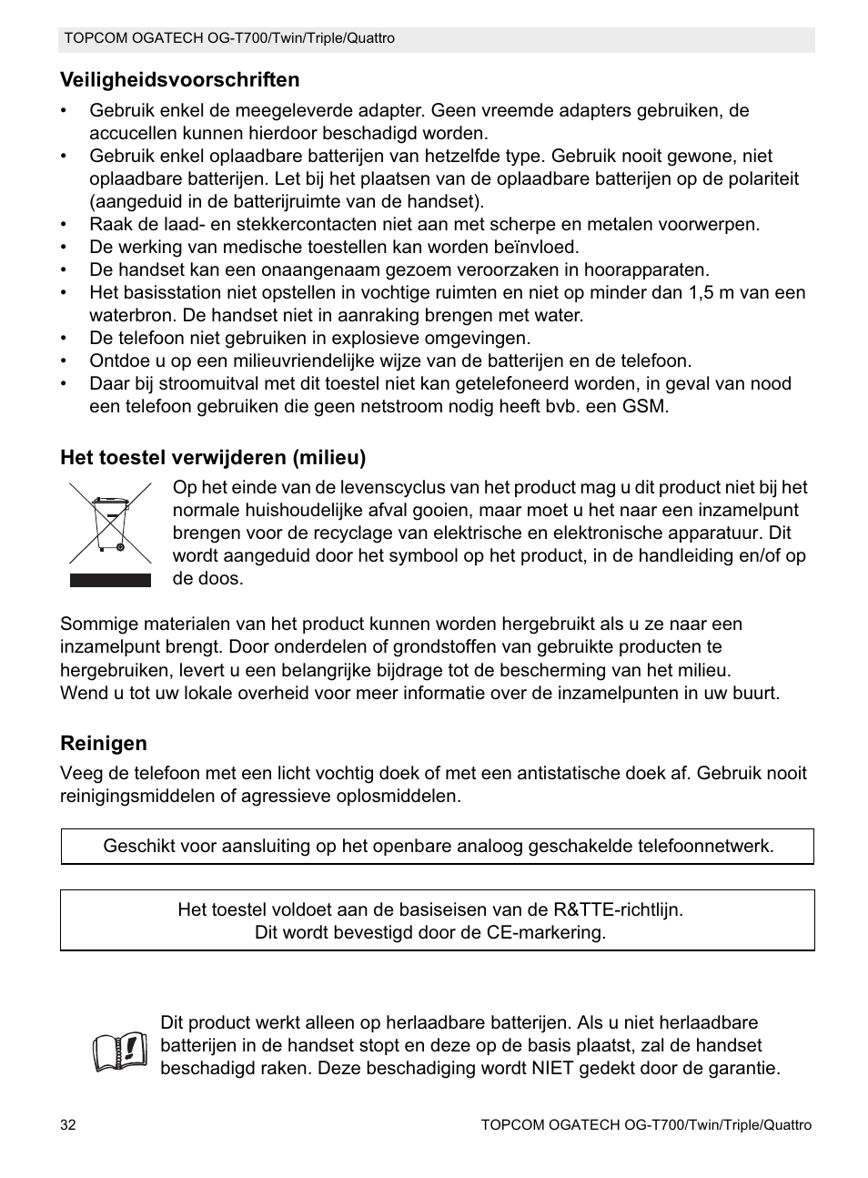 Topcom OG-T700 User Manual | Page 32 / 112