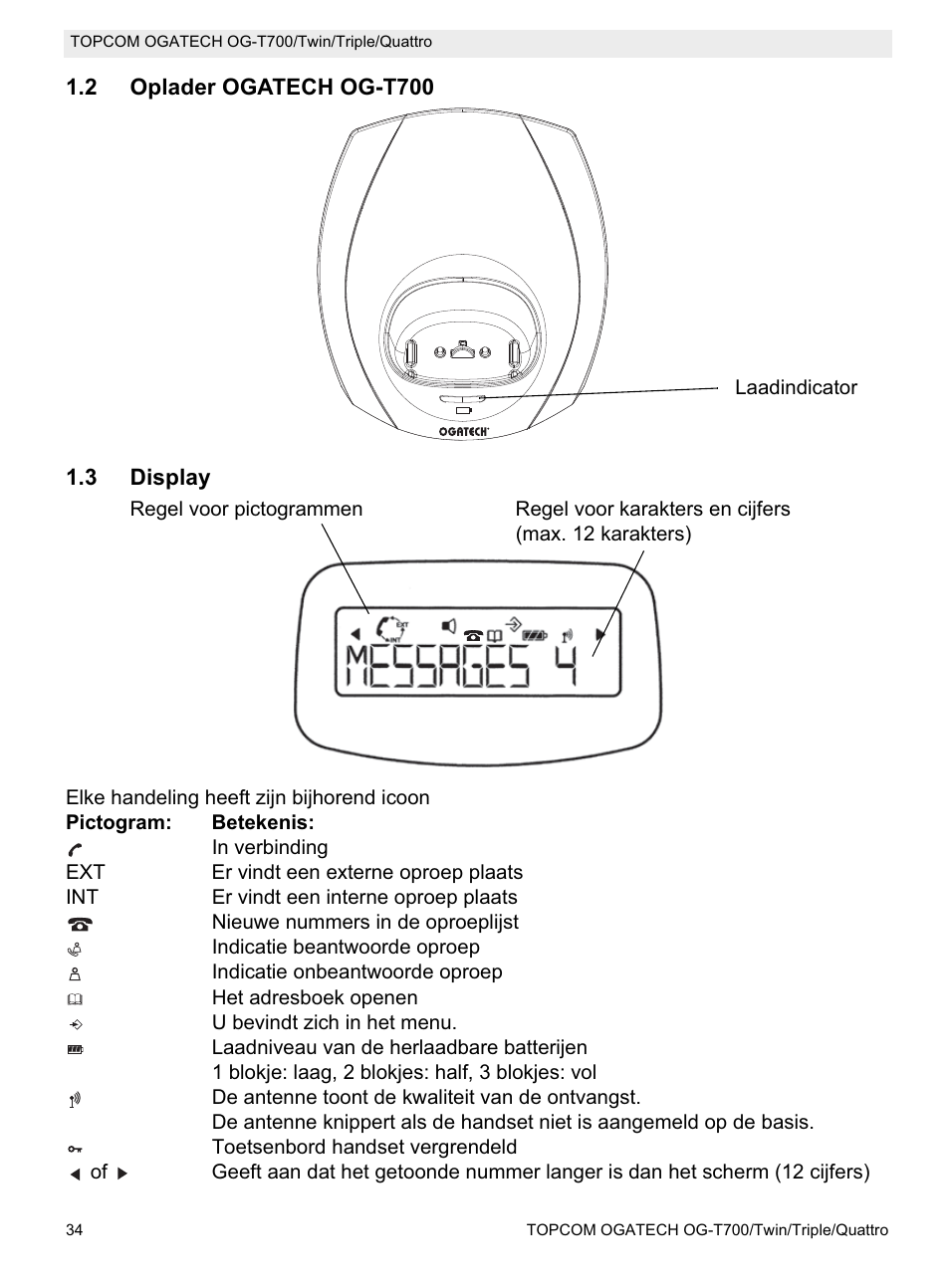 Topcom OG-T700 User Manual | Page 34 / 112