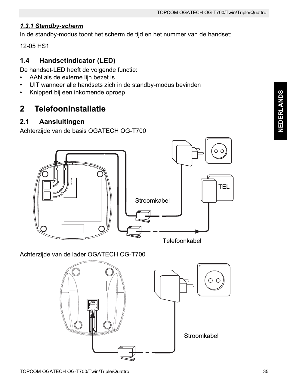 2telefooninstallatie | Topcom OG-T700 User Manual | Page 35 / 112