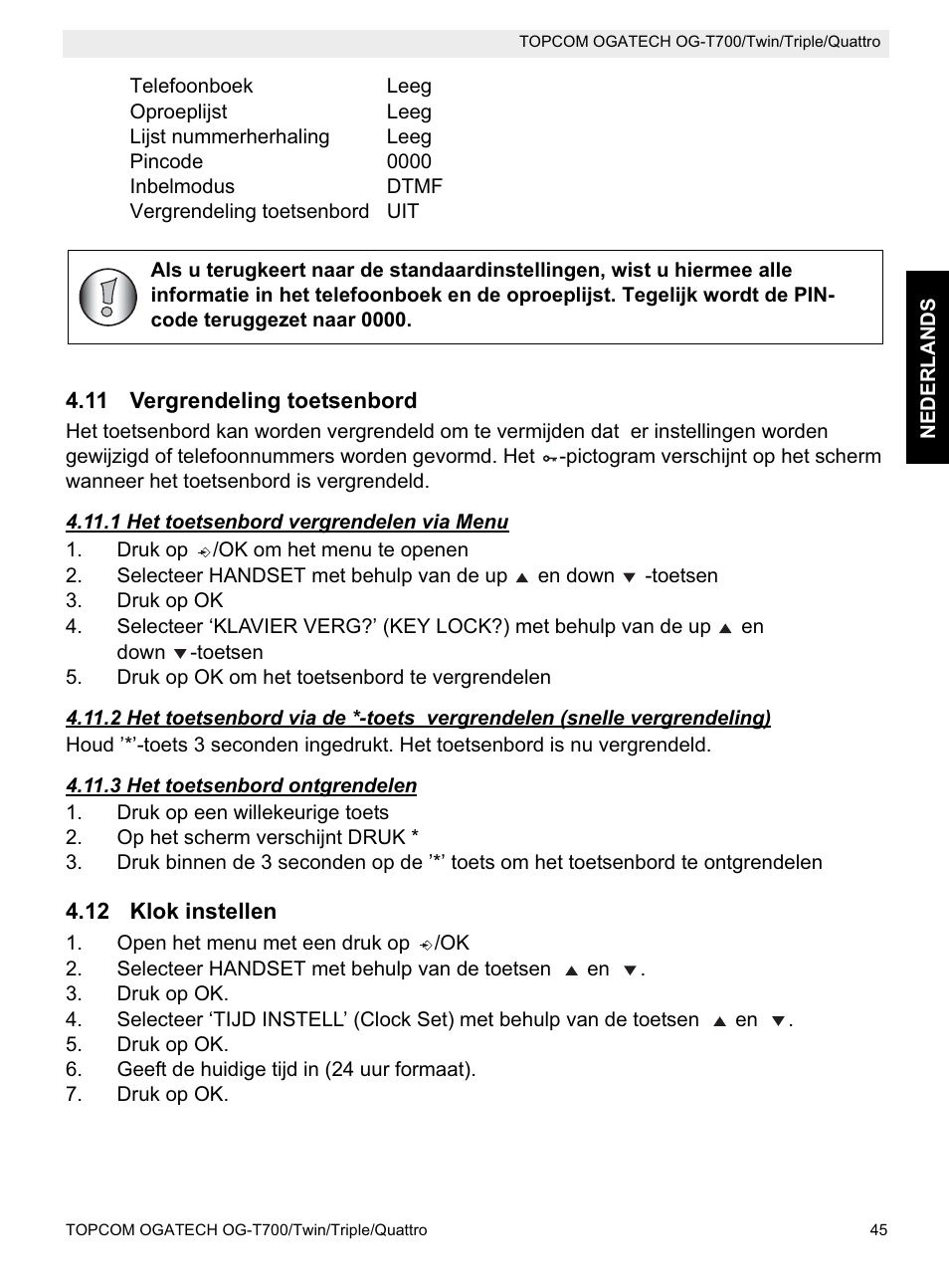 Topcom OG-T700 User Manual | Page 45 / 112