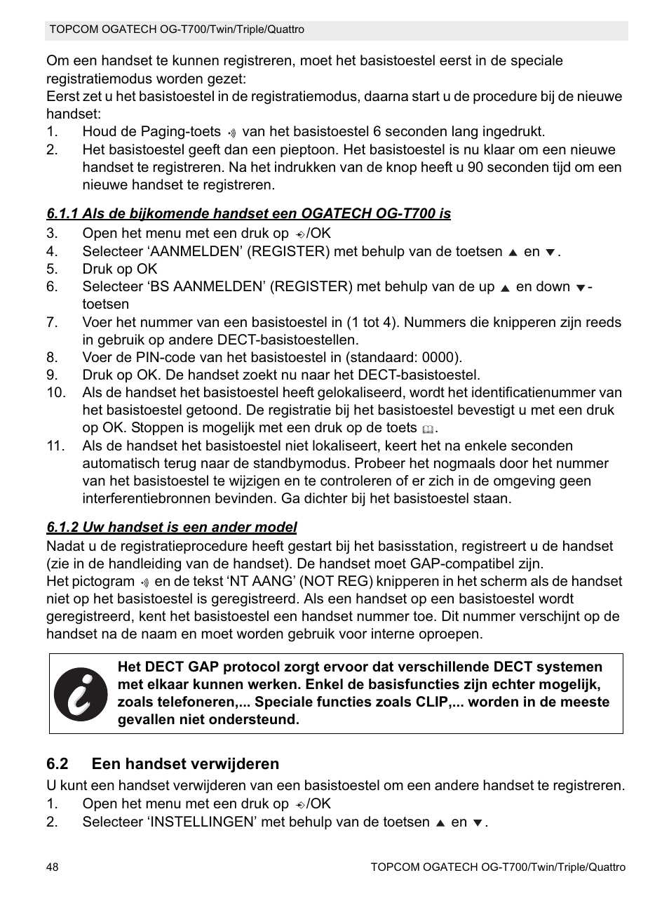 Topcom OG-T700 User Manual | Page 48 / 112