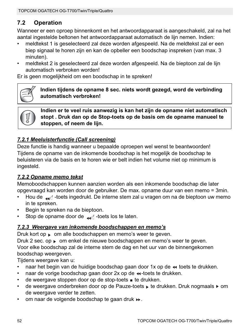Topcom OG-T700 User Manual | Page 52 / 112