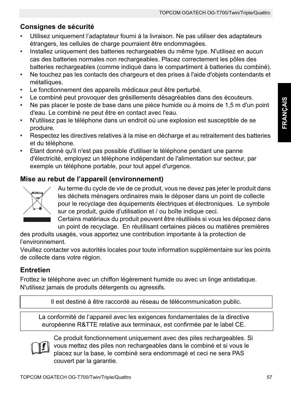 Topcom OG-T700 User Manual | Page 57 / 112