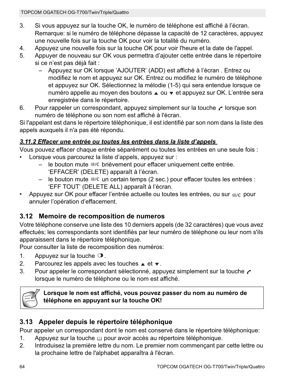 Topcom OG-T700 User Manual | Page 64 / 112