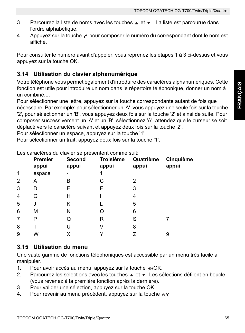 Topcom OG-T700 User Manual | Page 65 / 112