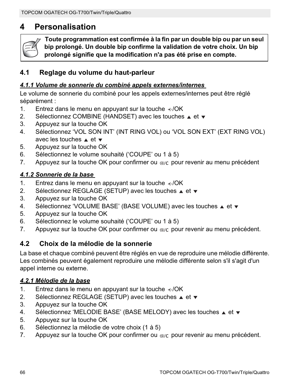 4personalisation | Topcom OG-T700 User Manual | Page 66 / 112