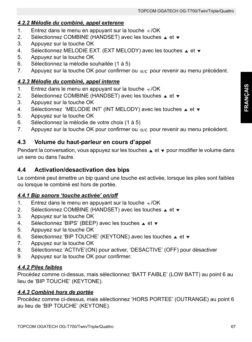 Topcom OG-T700 User Manual | Page 67 / 112