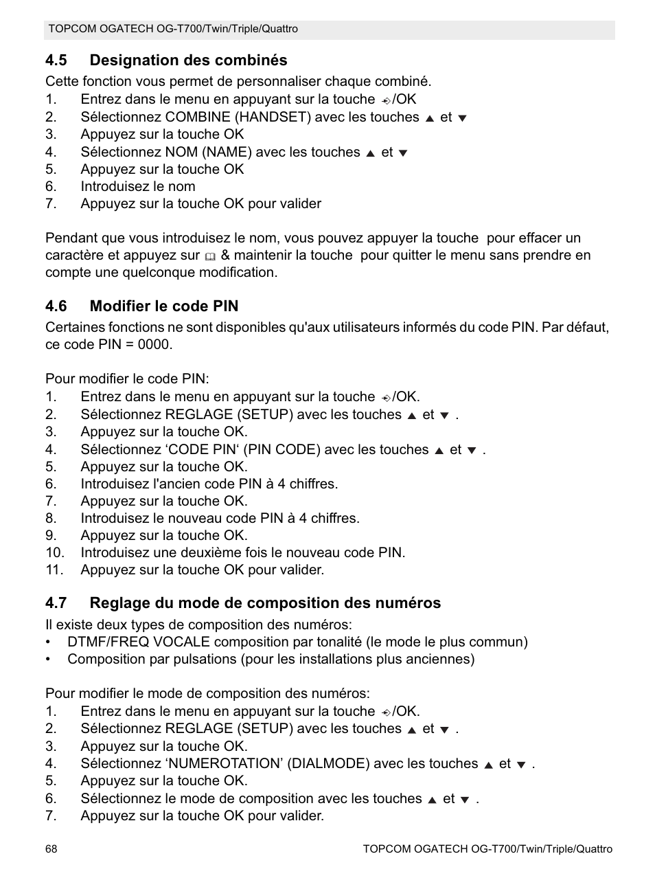 Topcom OG-T700 User Manual | Page 68 / 112