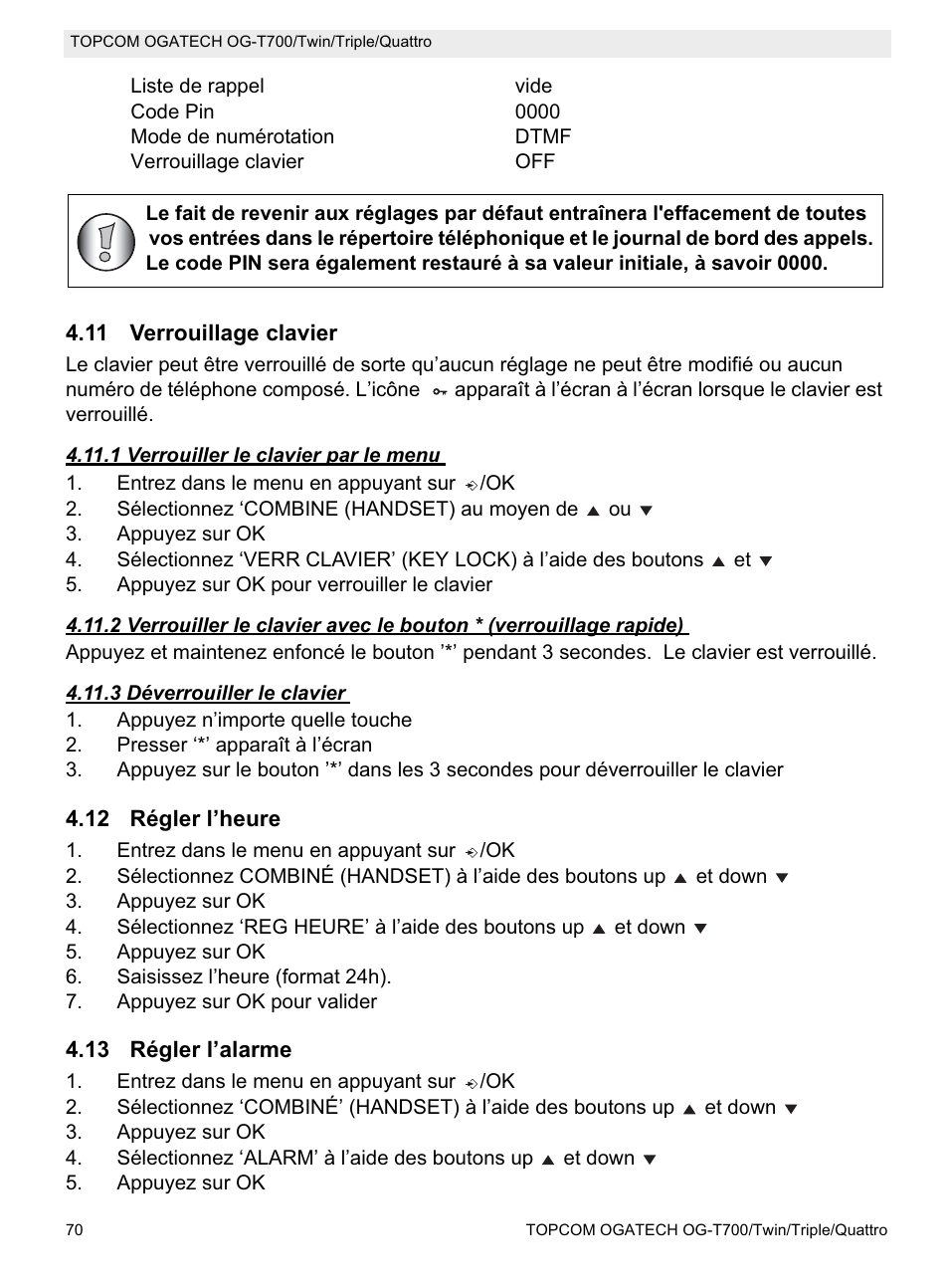 Topcom OG-T700 User Manual | Page 70 / 112