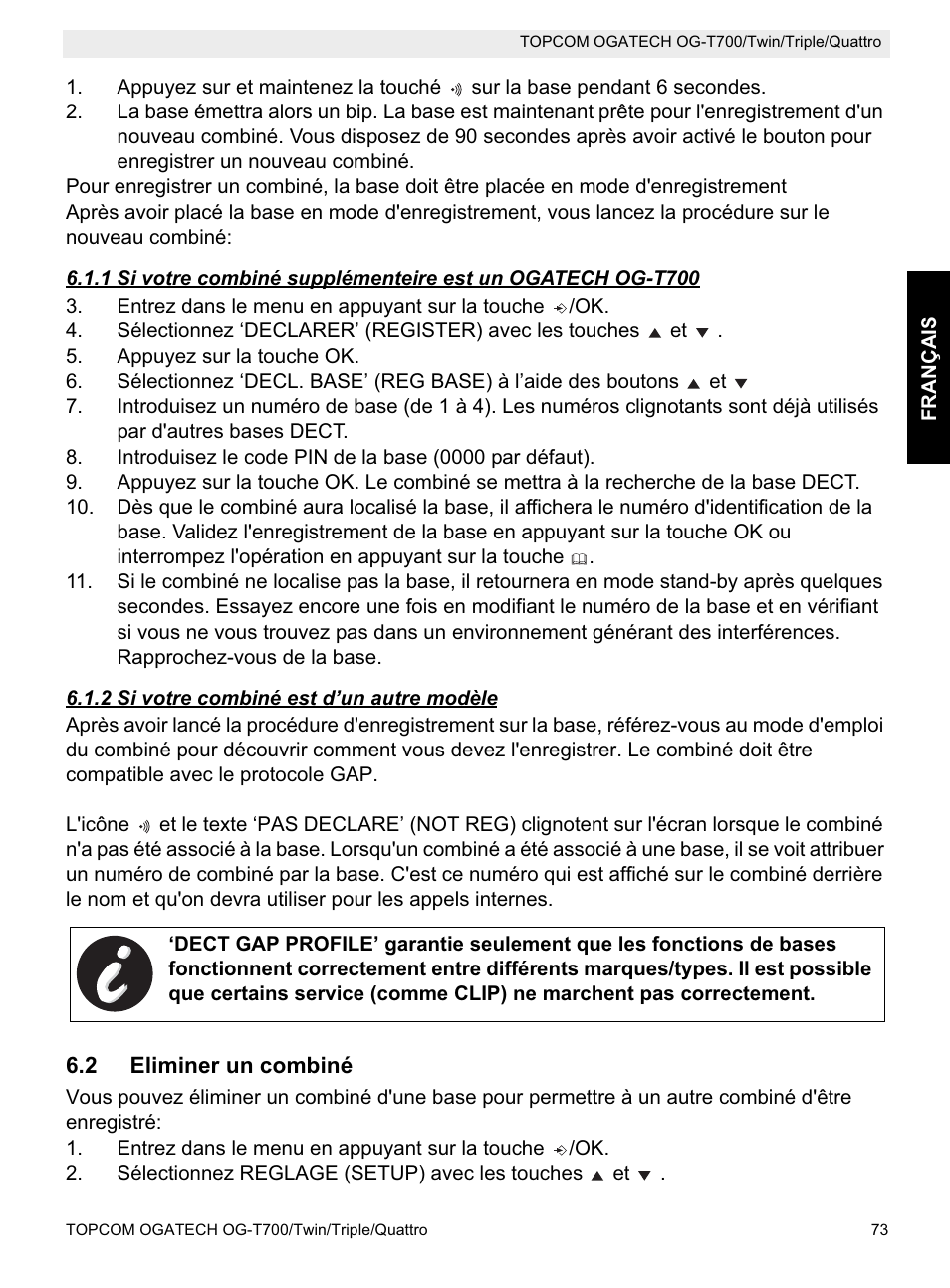 Topcom OG-T700 User Manual | Page 73 / 112